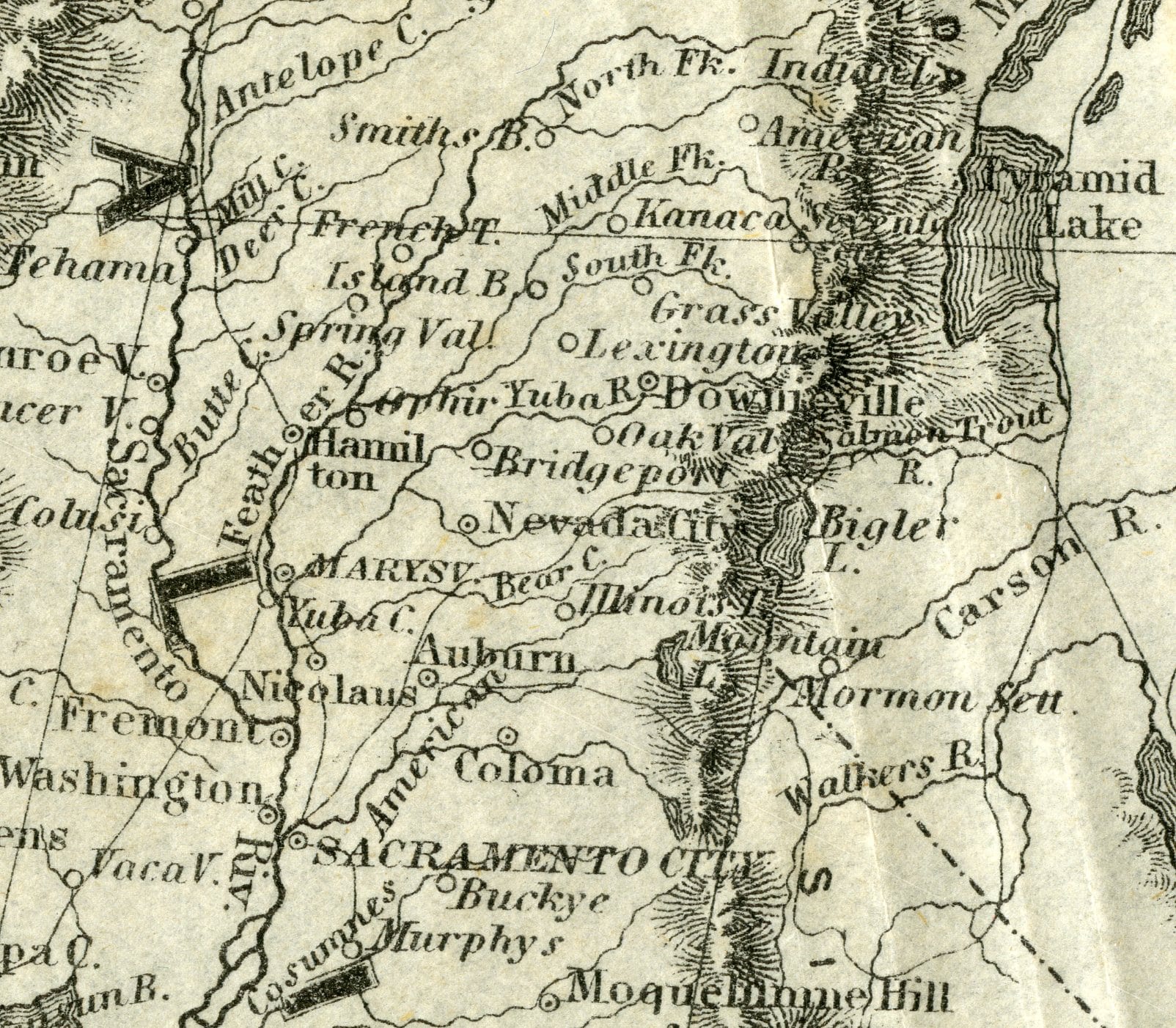 1853 Map of The United States Showing "Bigler L. [Lake]"
