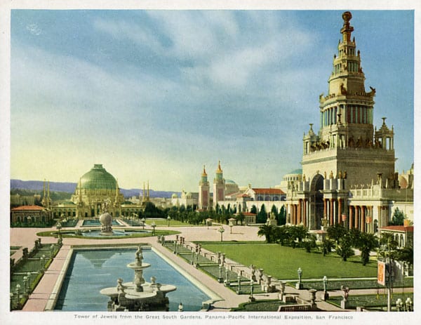 Tower of Jewels from the Great South Gardens, PPIE, 1915.