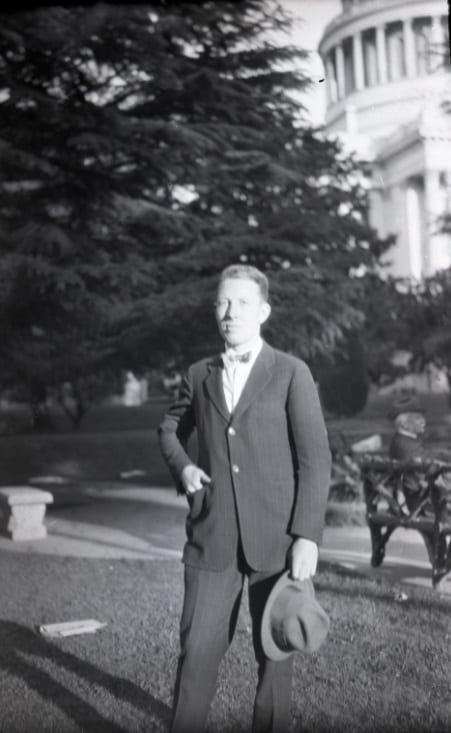  Henry D. Greene outside California State Capitol, circa 1925-1928.