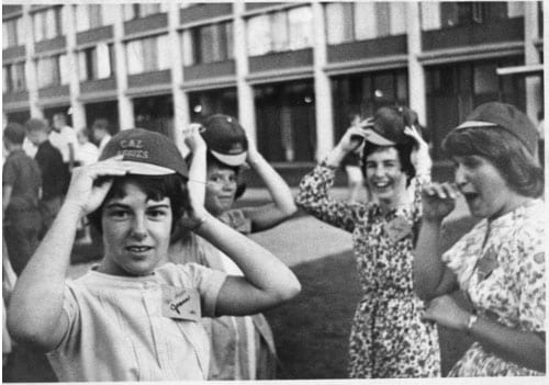 Students wearing frosh dinks, circa 1960s.