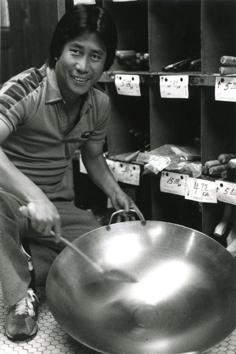 Martin Yan with big wok in 1979