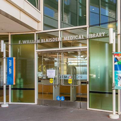 Entrance to the F. William Blaisdell Medical Library
