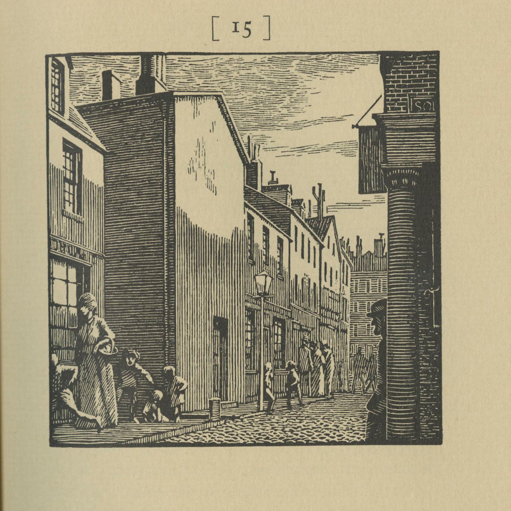 Illustration by W. A. Diggins depicting a busy street.