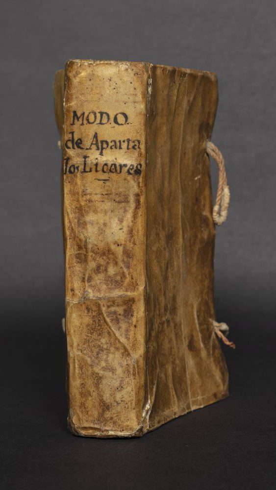 An aged leather book cover and spine of Arte Separatoria.