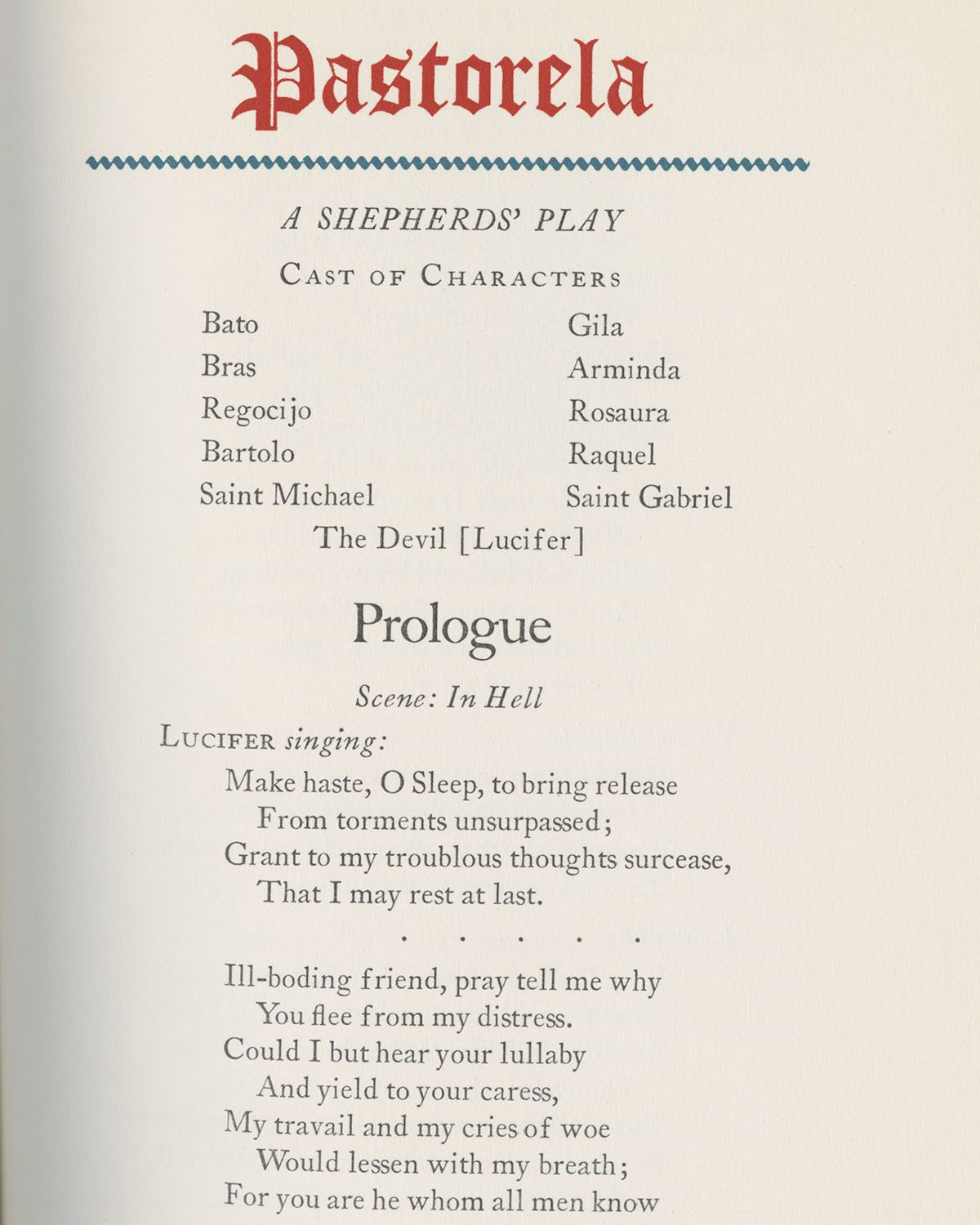 Character list and opening scene of the California Historical Society pastorela.