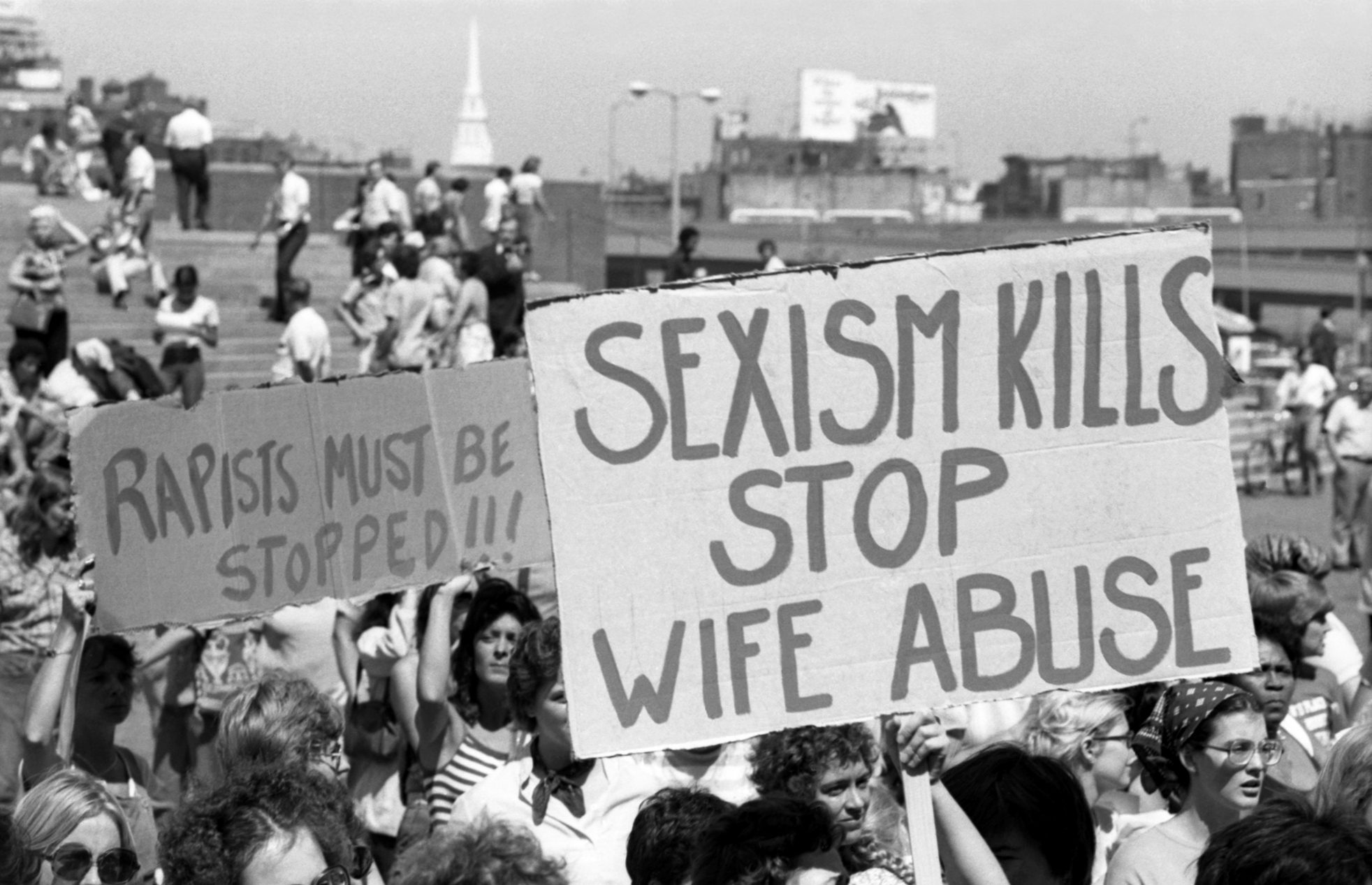 Battered Women's Speakout at Women’s Suffrage Day Celebration Rally at Boston City Hall Plaza Boston Massachusetts 8.26.76