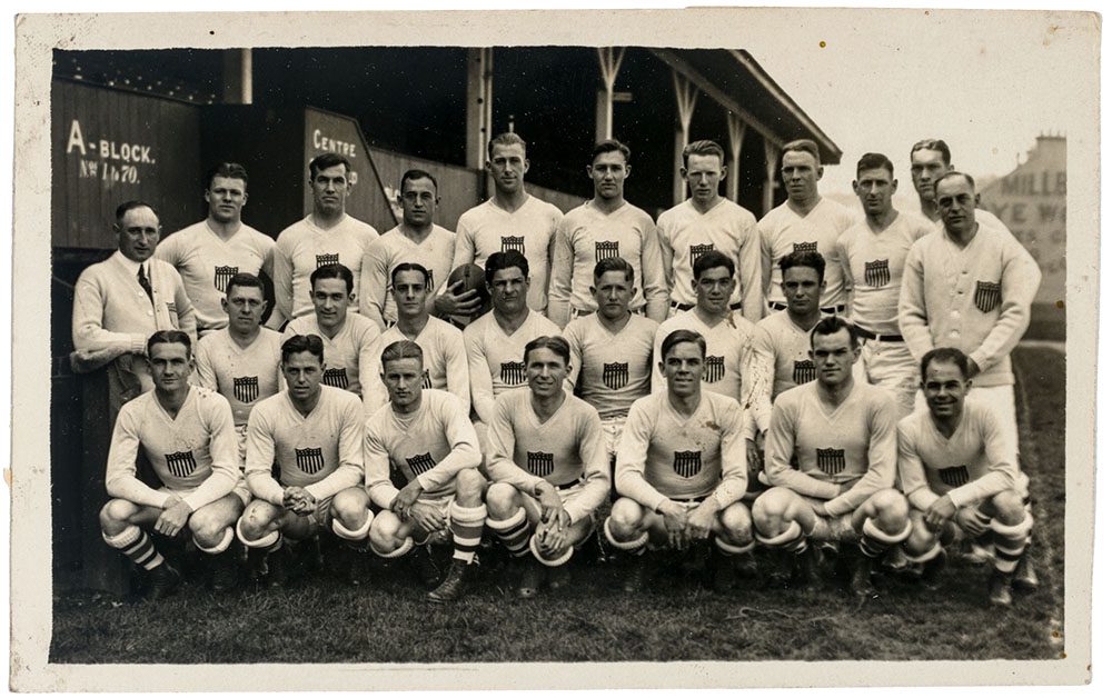 Men in white rugby uniforms