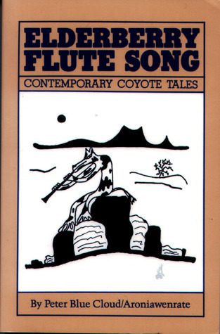Elderberry Flute Song with tan and black illustrated cover showing a stylized figure playing a flute beside a structure in a desert-like landscape.