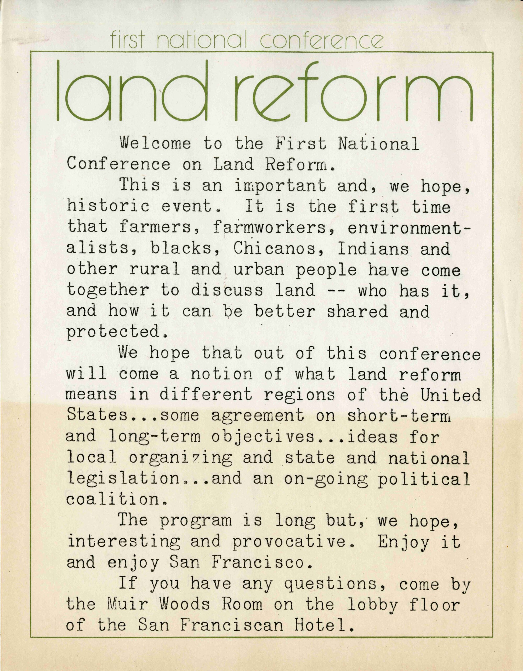 Paper Handout for the "First National Conference on Land Reform"