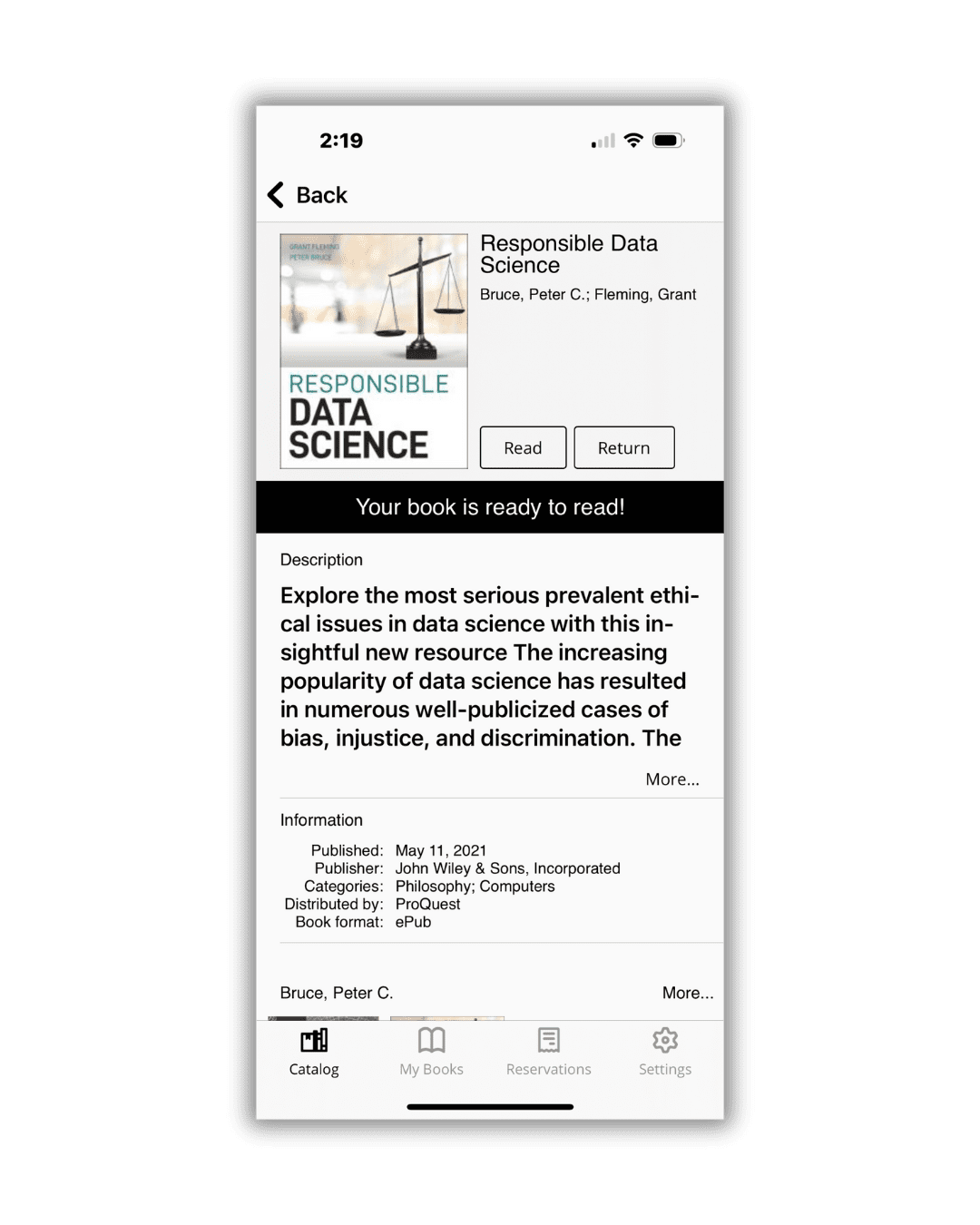 Palace Project app sample of Responsible Data Science book description