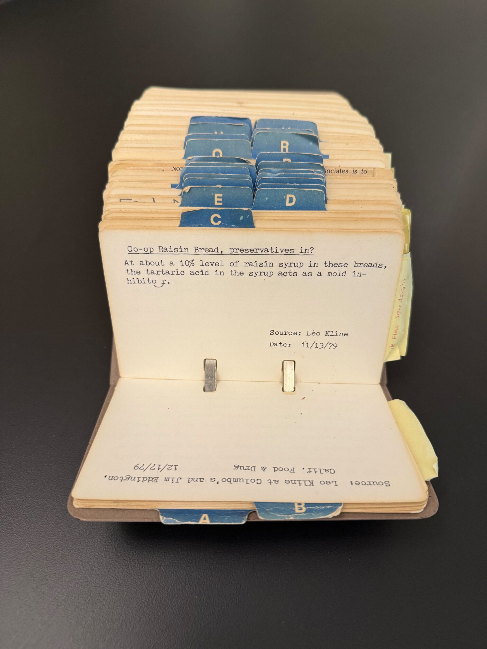 Front side of rolodex open.