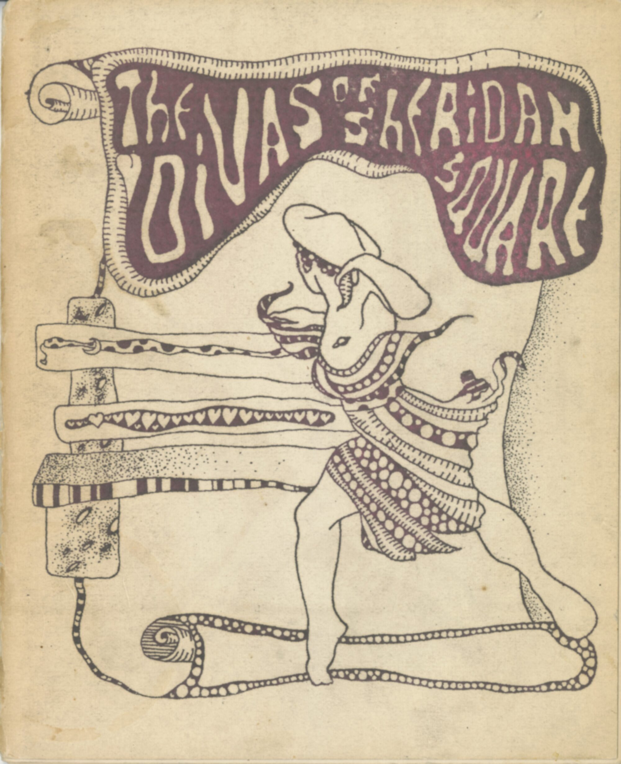 Cover of a poetry zine with artwork of a man posing dramatically in flowing fabric.