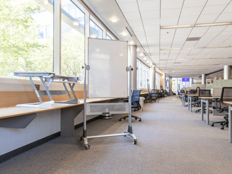 Study Aids at BML including whiteboards and a computer riser.