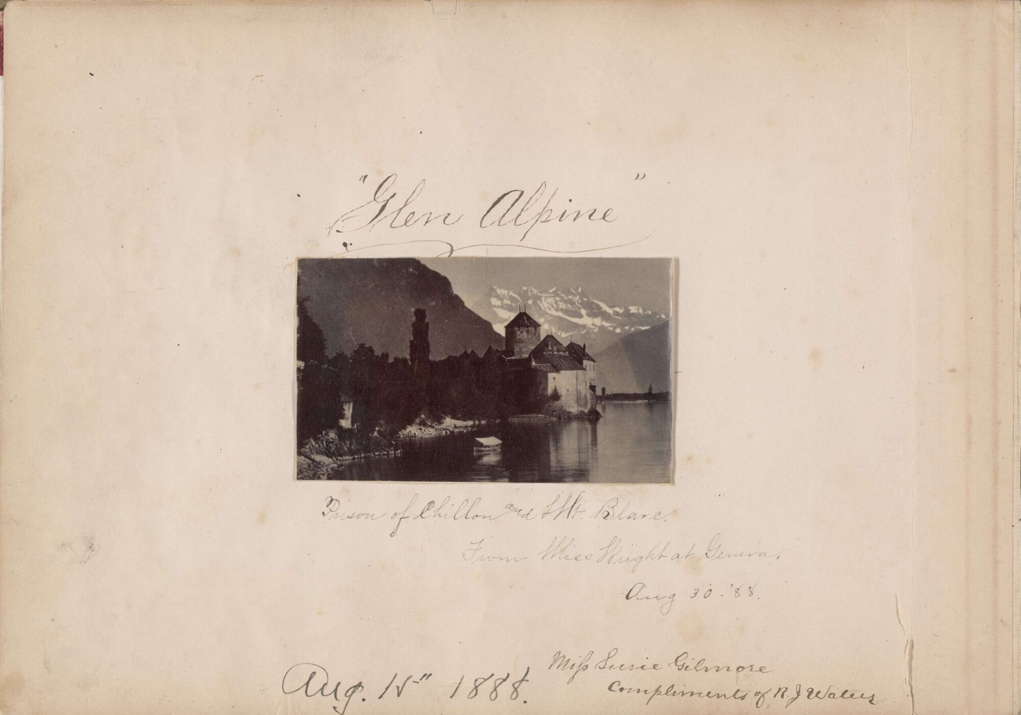 A scan of a page of the scrapbook titled "Glen Alpine."